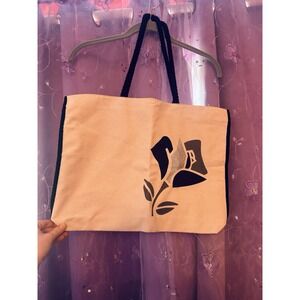 Lancôme Cream Floral Print Tote with Black Accents for Women